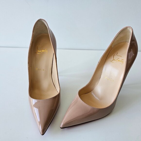 Christian Louboutin So Kate 120 Nude Patent Pumps - Picture 1 of 14